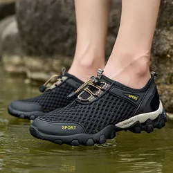 Summer Men Casual Sneakers Breathable Mesh Shoes Mens Non-Slip Outdoor Hiking Shoes Mens Climbing Trekking Shoes Zapatos Hombre