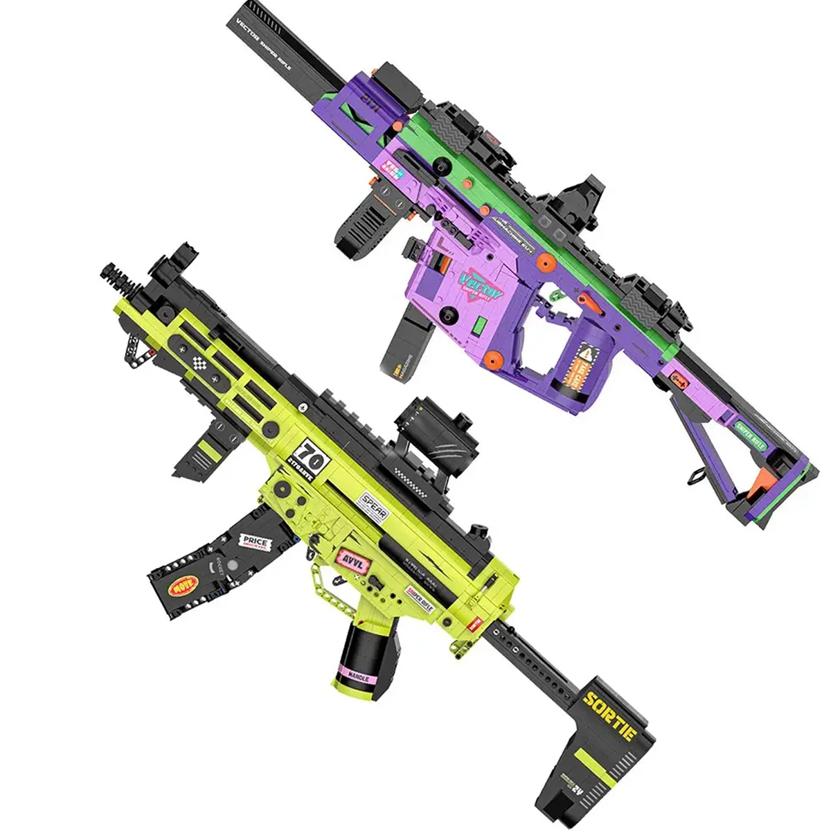1698PCS Technical Submachine Gun Building Blocks Set, DIY Assembled Toy Blaster with Movable Parts, Collectible Model for Adults