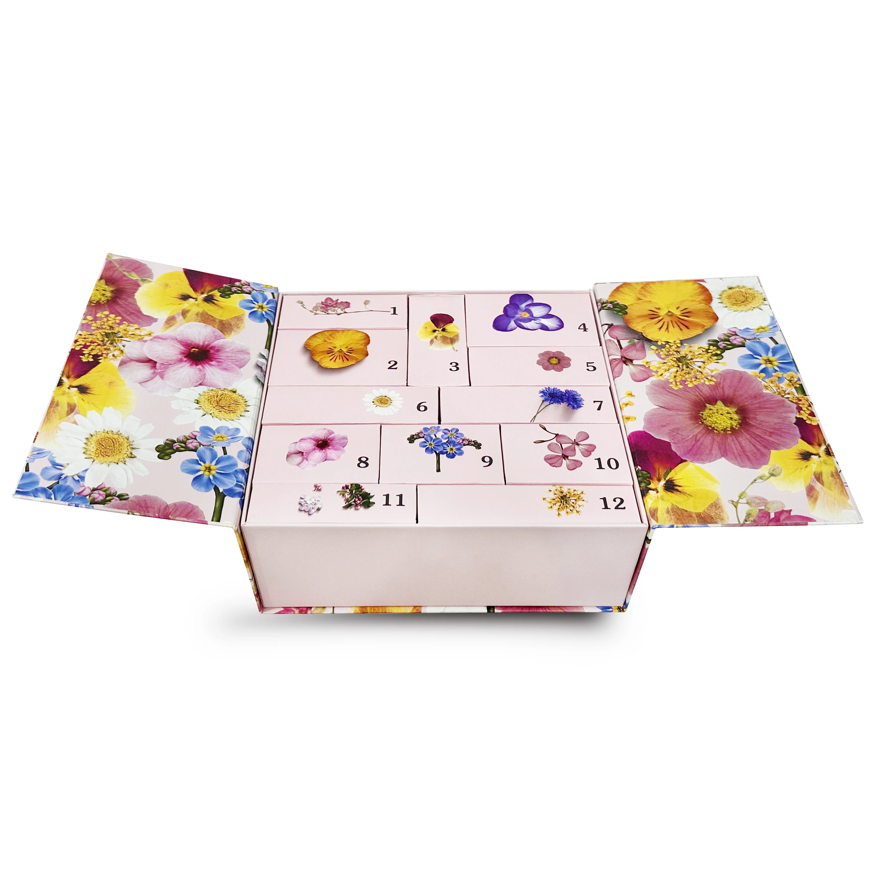 Customization.Factory Wholesale Recyclable Packaging Box Empty Jewellery 12 Day Advent Calendar Box Empty Custom logo