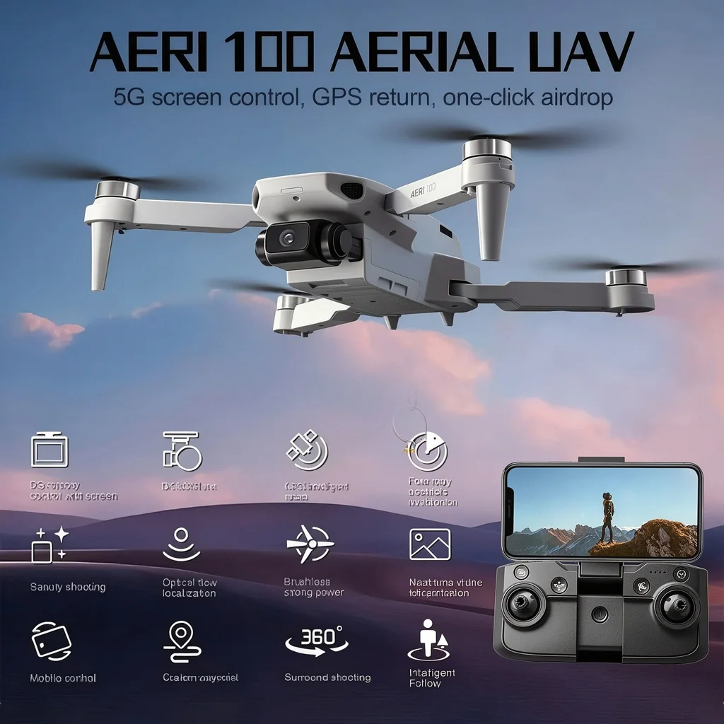 NEW Aeri100 Mini Drone 8K HD Dual Camera WIFI FPV Quadcopters With Propeller Guard Beginner RC Toys Aerial Photography Gifts Hot
