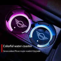 Car Colorful LED Luminous Light Cup Coaster Mat For BMW Mini F54 F55 F56 F60 R60 Clubman Countryman Auto Accessories