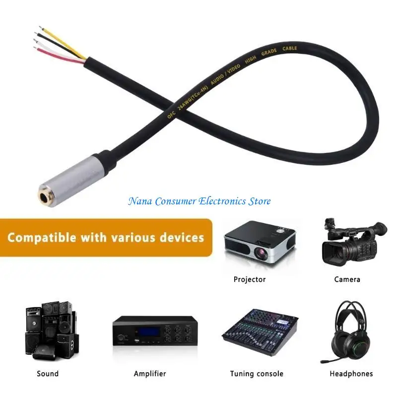 

G7NE 3,5 мм гнездовой разъем для стереокабеля с открытым концом TRRS с голым проводом для слухового оборудования