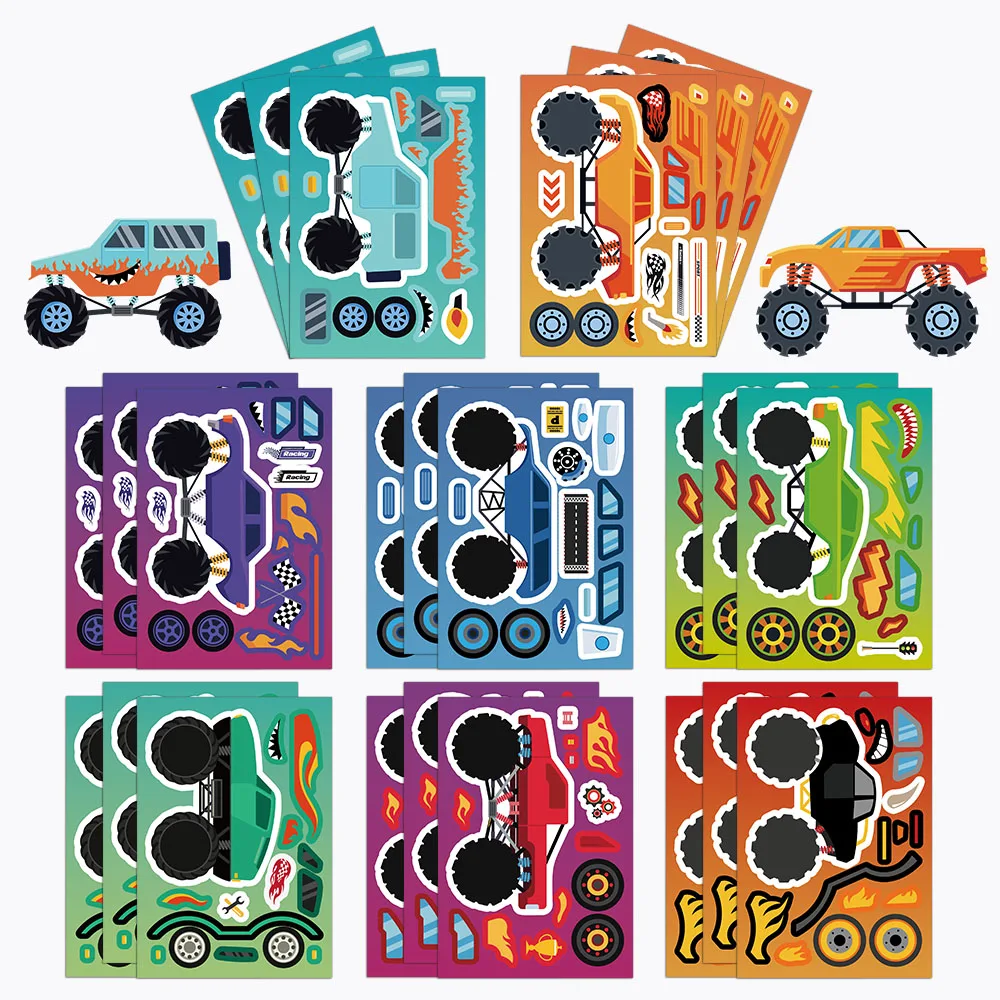 8PCS Cool Off road Vehicle Graffiti Fun Stickers DIY Phone Case Laptop Water Cup Motorcycle Toy Stickers