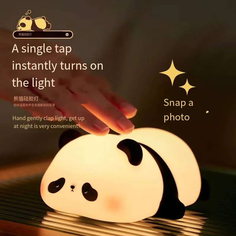 Led LightsHot selling Panda Fat Night Light, Large Plate Light, Silicone Lamp, Bed Light, Charging Sleep Light, Convenient Light