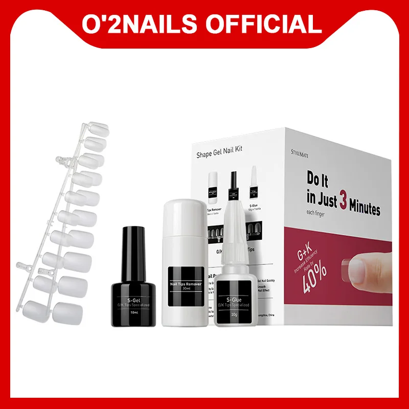 Nail Extension Set False Nails With Glue and Nail Remover 3-minute Shape Gel Nail Kit K and G Ultrathin