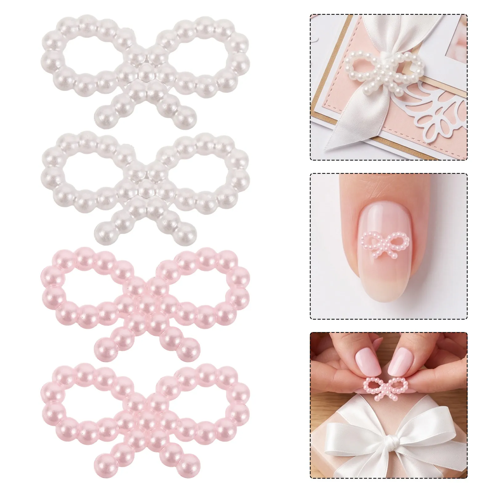 200Pcs Art Bow For Cake Decor Christmas Craft Bows Decorations Bowknot Charms Tiny Bridal Shower