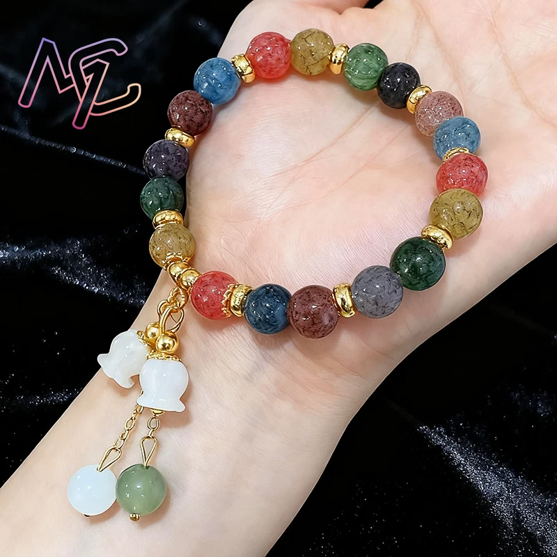 Real Jade Beads Bracelets Natural Jewelry Bangle Carved Gemstone Charm Amulet Talismans Vintage Accessories Gifts for Women