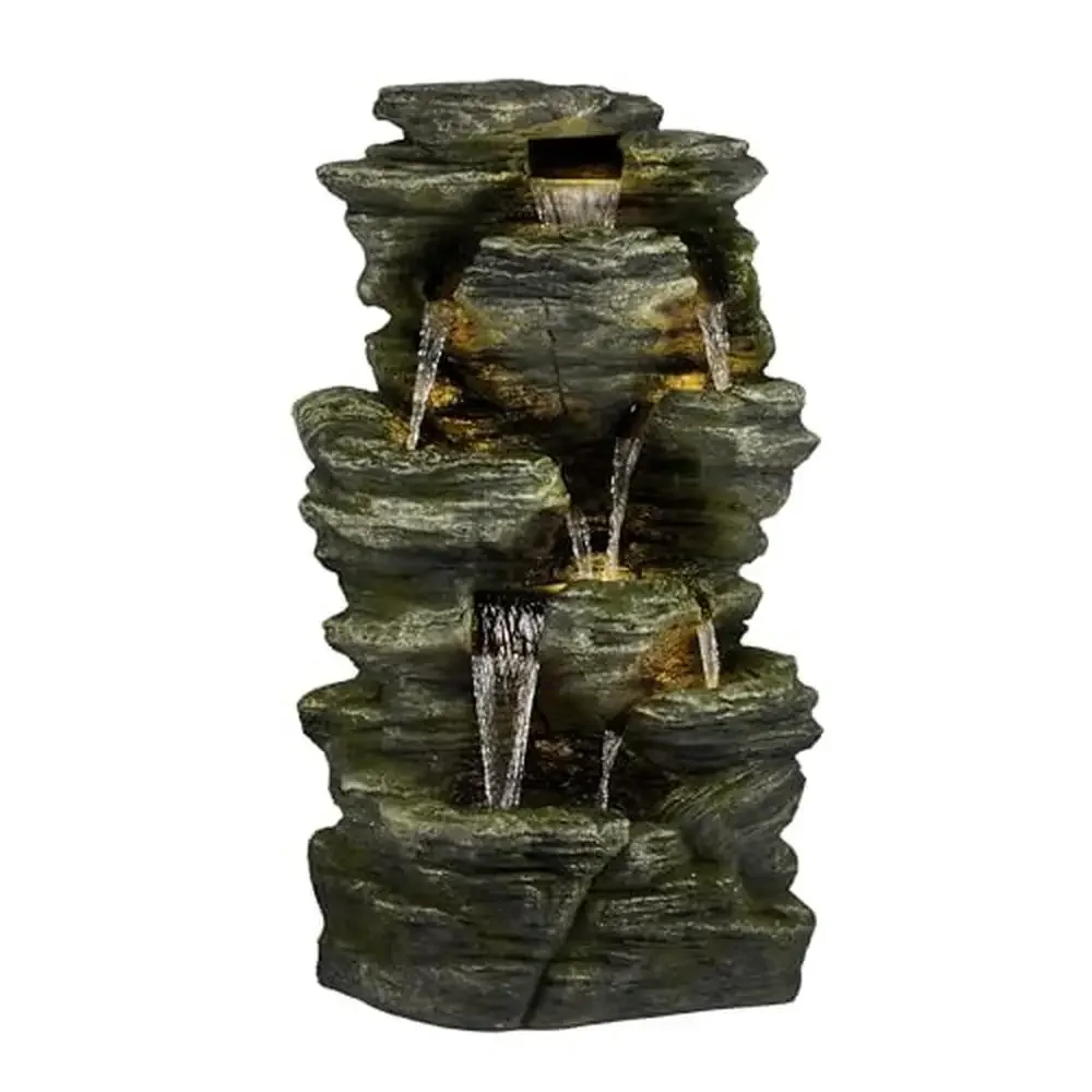 LED Outdoor Rock Water Fountain with Tranquil Cascading Water Flow 51