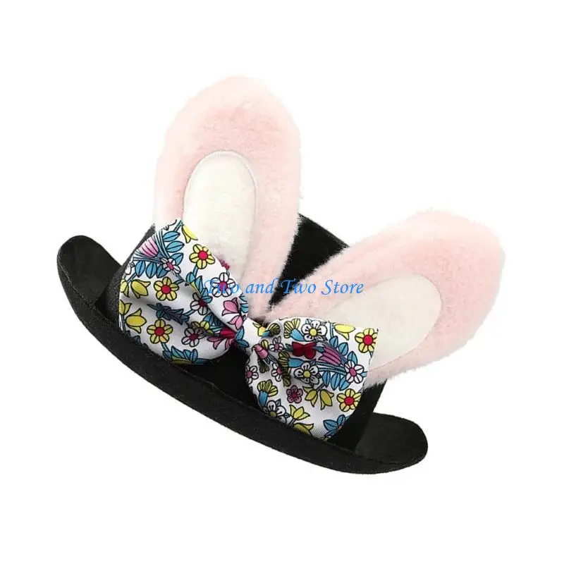 

HX6F Elegant Top Hat with Rabbit Ears for Stage/Casual Wear Children Costume
