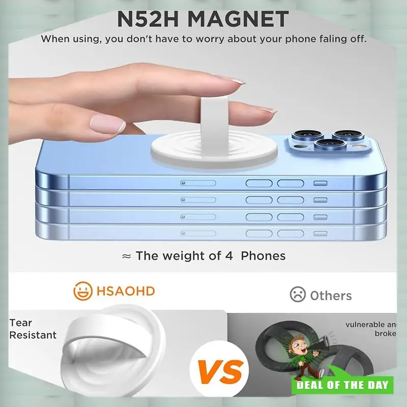 24-Hour Delivery Upgraded Magnetic Phone Grip,For Magsafe, Silicone Comfy Removable Loop Grip, Phone Grip Finger Ring Holder