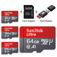 100% Original SanDisk Micro SD Card 32GB micro tf sd card 64GB 128GB 256GB tarjeta micro sd card U1 mini TF card+usb card reader