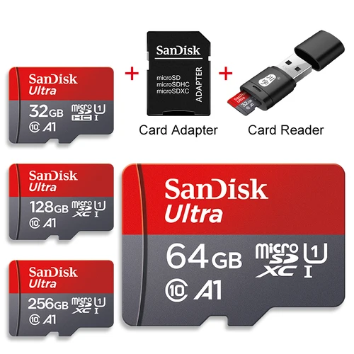 Tarjeta Micro SD SanDisk 100% Original, tarjeta micro tf sd de 32GB, 64GB, 128GB, 256GB, tarjeta micro sd U1, mini tarjeta TF + lector de tarjetas usb
