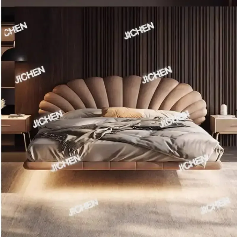 HG تصميم فريد من نوعه سرير مزدوج أوروبي الحد الأدنى الحديثة العائمة إطار سرير مزدوج الملك الحجم العائمة كاما الأثاث الزوجي H #1