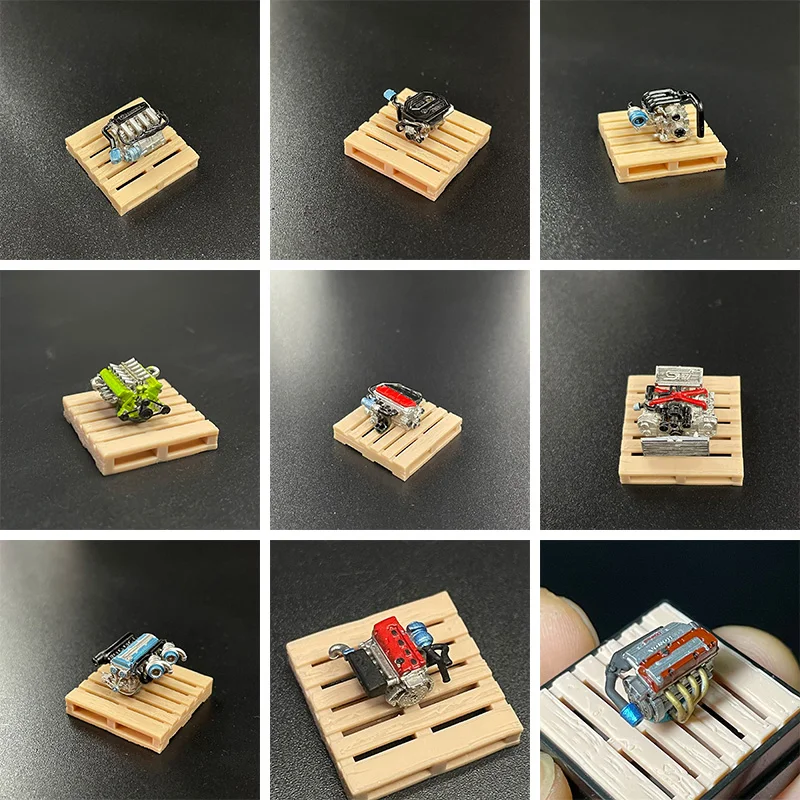 1: 64 Engine Model Suitable for Car Model Modification Parts Scene Garage Decoration