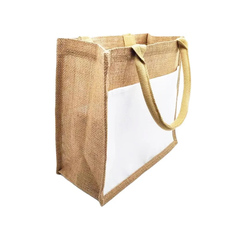 Imagem -02 - Sublimação Jute Shopping Bolsa Bolsala Personalizada Espaços em Branco para Design Faça Você Mesmo Novo 20 Pcs Lote