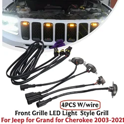 4Pcs Suitable For Jeep Grand Cherokee 2003-2021 Front Grille LED Light Raptor Style Grill LED Light For Four Smoked Shell