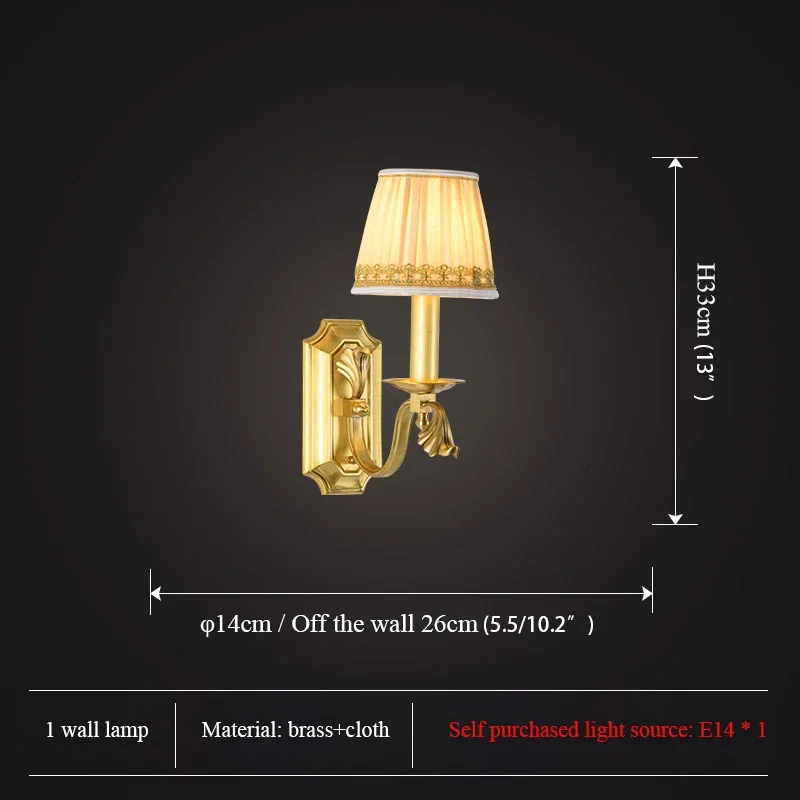 Debby American Messing Wandlamp Luxalious Kamer Slaapkamer Bedlampje Retro Hotel Gang Gang Wandlamp