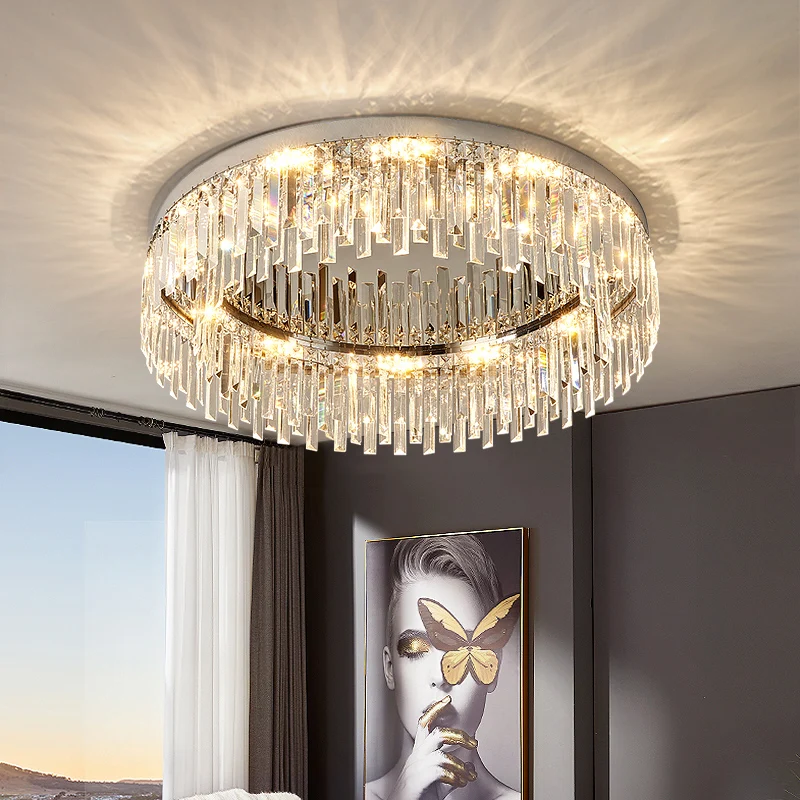 Ceiling modern simple light luxury crystal lamp duplex floor chandelier