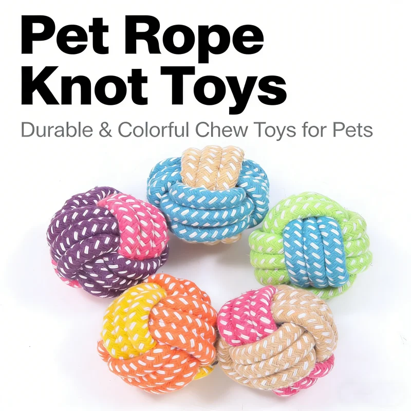 Interactive Cotton Rope Dog Toy Ball - Chew Teething Puppy Toy Mini Pet Toothbrush for Small Medium Large Dogs Pet Accessories view 2