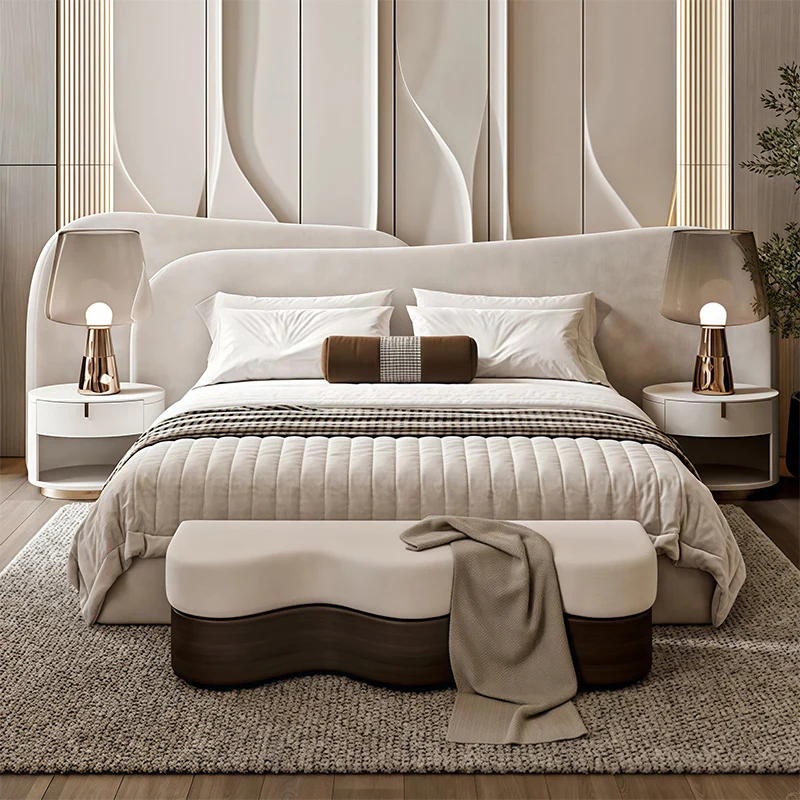 Modern Home Fashion Upholstered Tufted Bed Luxury Bedroom Furniture Velvet Queen Bed Frame
