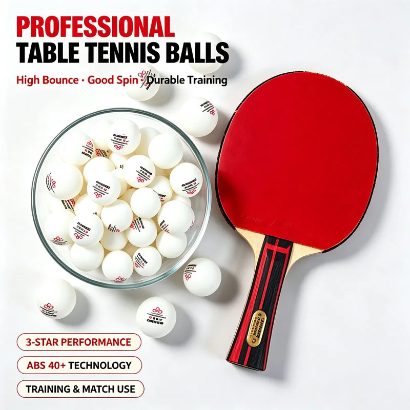 40+ Professional Ping Pong Ball for Club Training SANWEI 3StarsTable Tennis Balls With Seam New ABS Plastic Material 50/100pcs