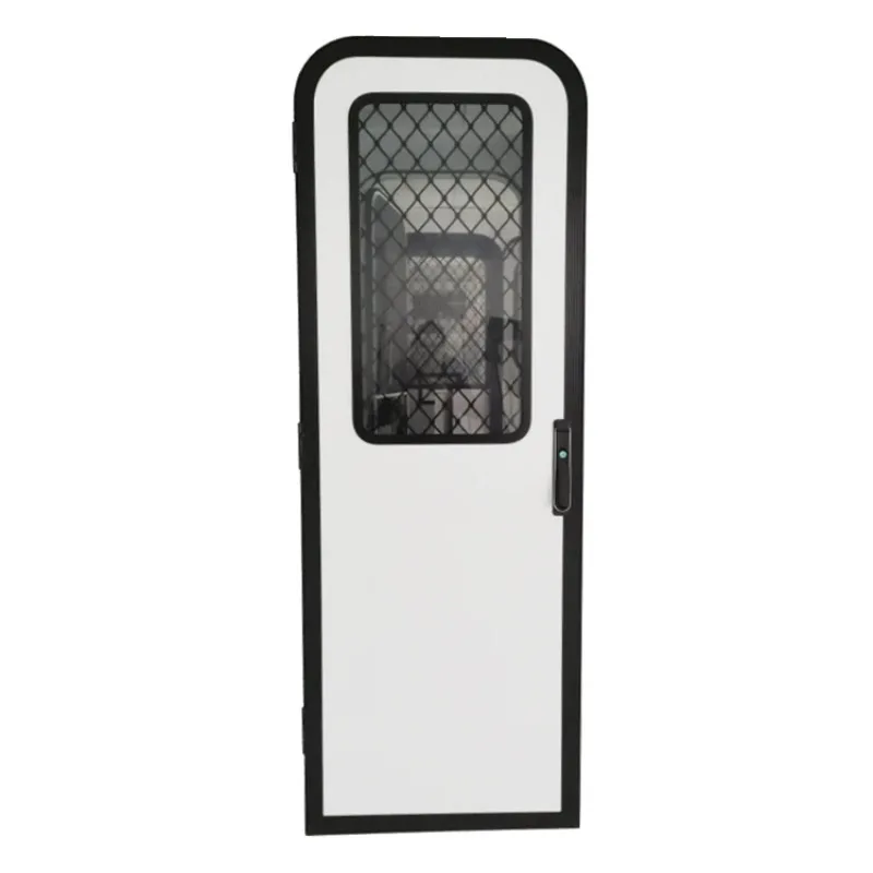 Custom Size Three-point Linkage Lock RV Doors For Caravan Trailer With Fiberglass Mesh