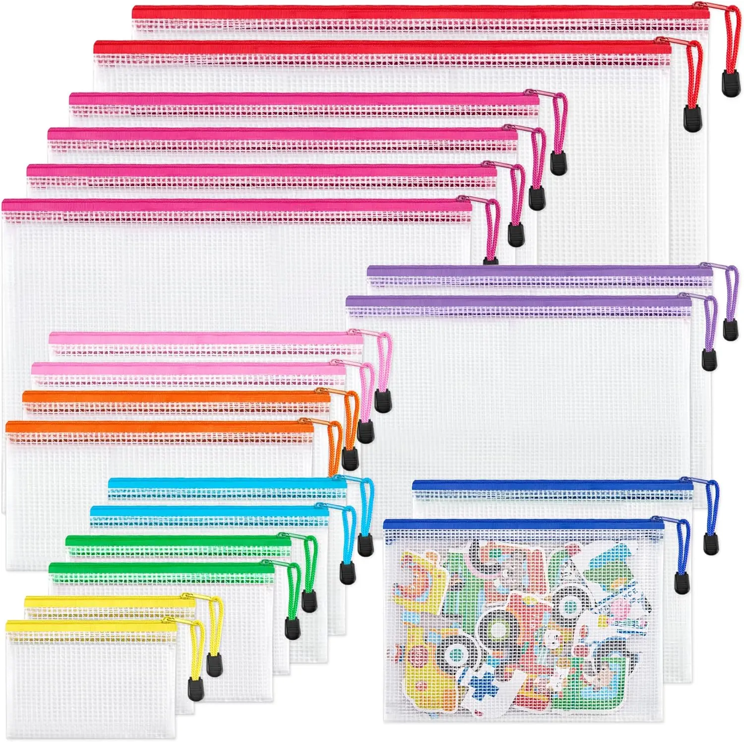 Bolsa de Armazenamento Impermeável com Zíper em Malha para Documentos A4/A6/B6/B8, Pastas e Bolsas para Contas para Material de Escritório e Escolar
