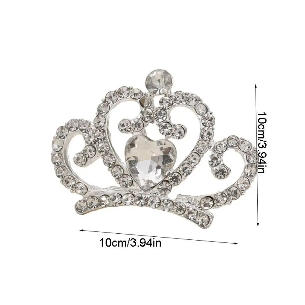 Flower Crystal Crown Hair Comb Love Heart Hollow Children Tiara Headband Korean Style Hair Styling Accessories