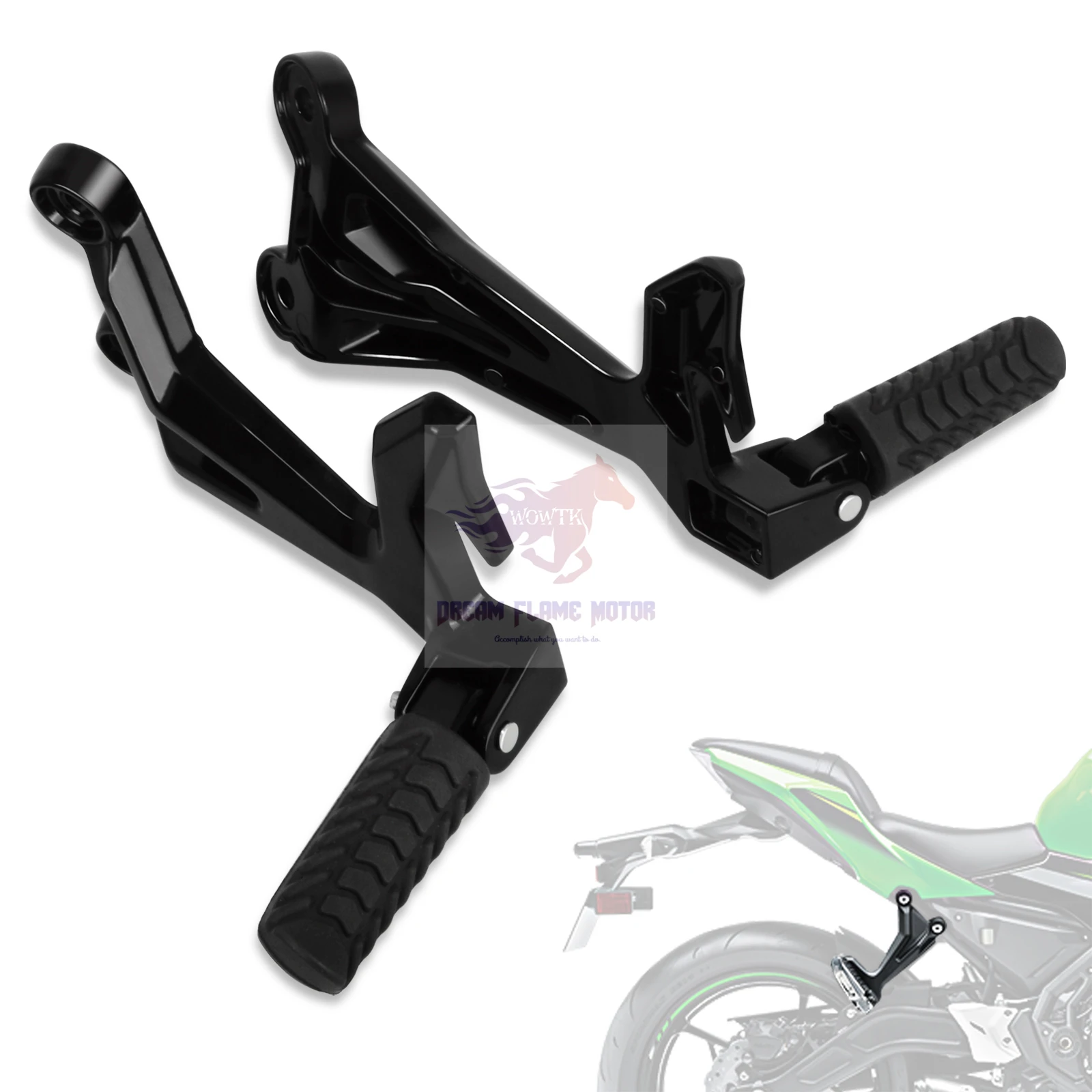 Alloy Passenger Footrest Mount Kit Motorcycle Foot Pegs CNC Rear Pedal For Kawasaki Ninja 650 Z650 2017-2025 2020 2021 2023 2024