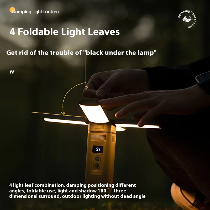 Folding LED Camping Lights Bluetooth Audio Table Lamps Outdoor Portable Wireless Bluetooth Speaker Hanging Tent Emergency Light