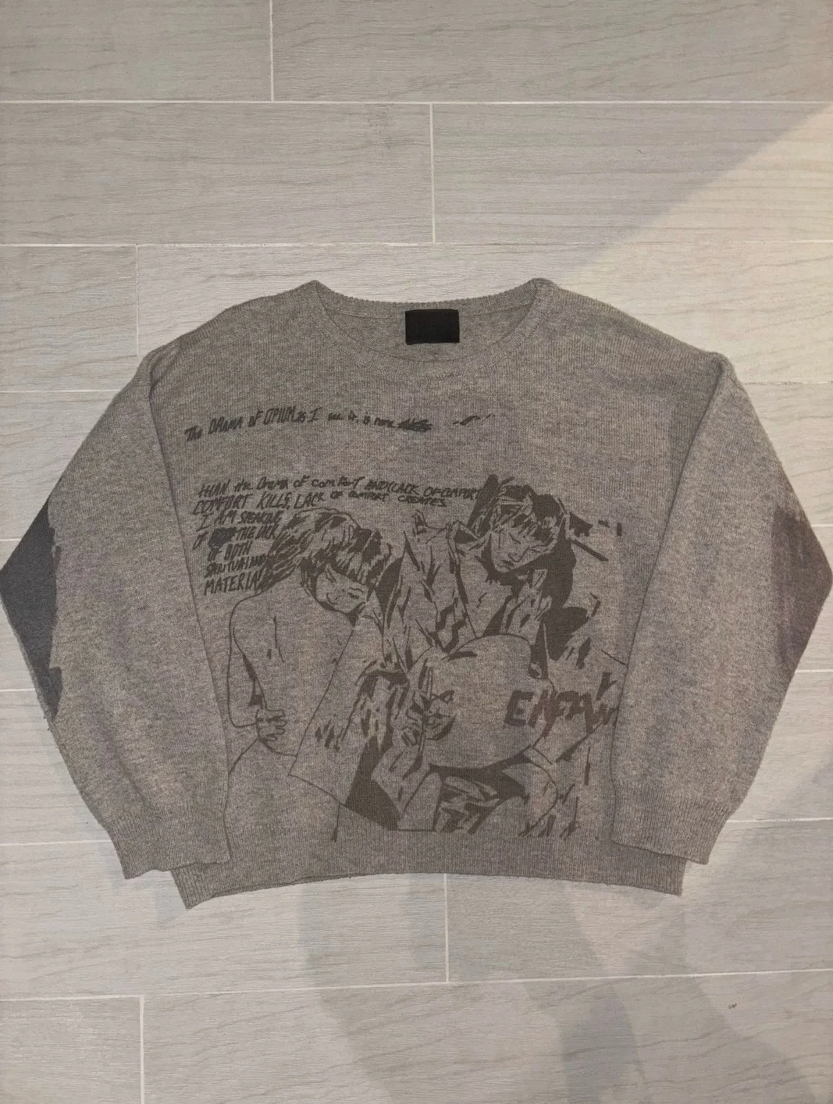 ER/D 21aw hug pure wool boxy short wide print knitted sweater