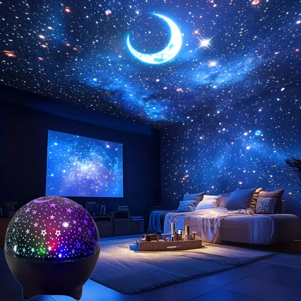 Romantic Star Light Projector for Bedroom Creative Rotating Gypsy Night Light Children Couple Bedside Indoor Advanced Atmosphere Northern Lights Starry Sky Gift