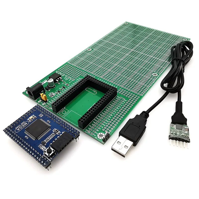

Мини-плата MEGA 2560 CORE для Arduino, двусторонняя прототипная печатная плата, макетная плата DIY 100x200 мм, 4.096В, USB-кабель, последовательный кабель