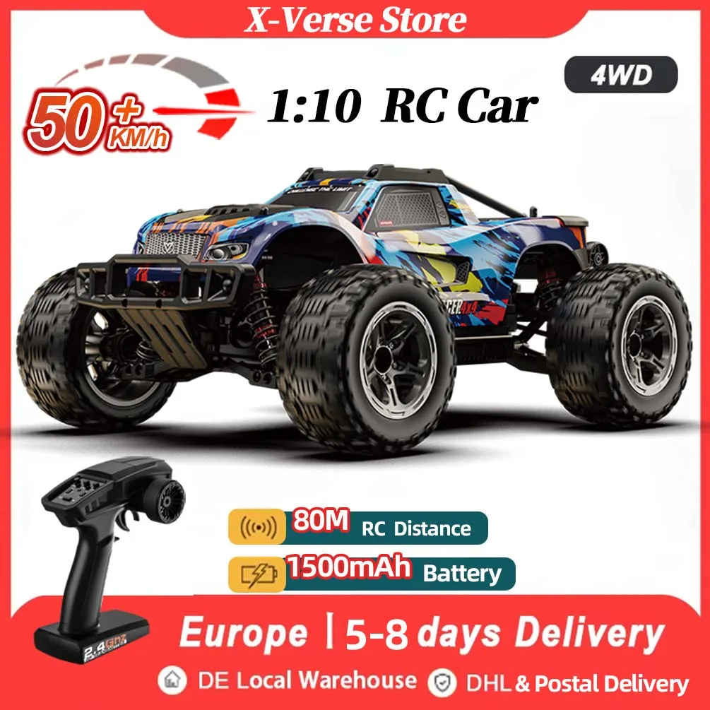 Voiture RC 1:10 4WD 50 km/h de haut avec lumières Led, voitures télécommandées Radio 2.4G, Buggy, camions de commande tout-terrain, jouets pour garçons pour enfants