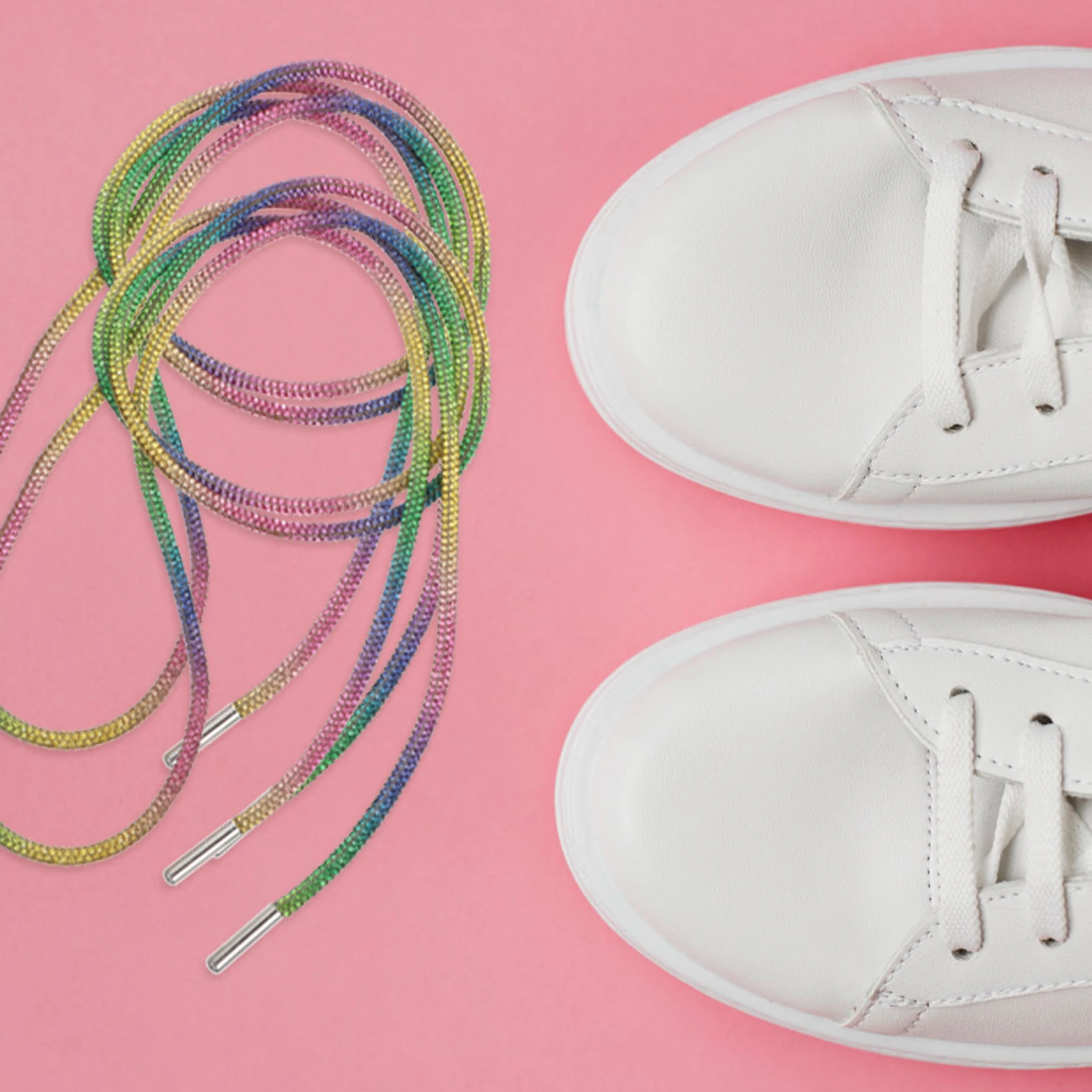 

4pcs Rhinestone Shoelaces Set for Women Casual Shoes with Bright Color Drill Rope Sweatshirt Shorts Fashion Accessories