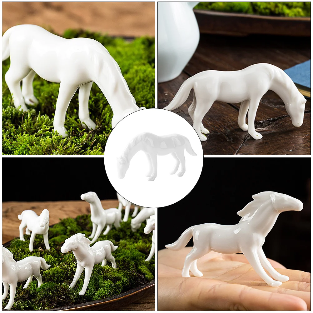 

1Pcs Delicate Ceramic Horse Decor Small Vivid Horse Craft for Gardening Bonsai Fish Tank Micro Landscaping Creative Home