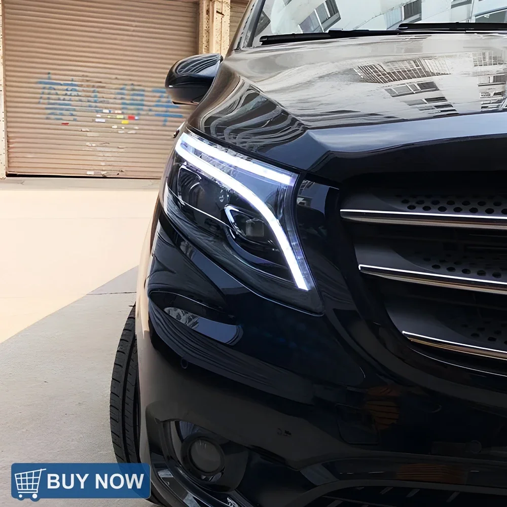 

For Benz Vito W447 2016-2023 LED Auto Headlights Upgrade Geometric Concept Style Bifocal Lens Dynamic Projector Lens Accessories