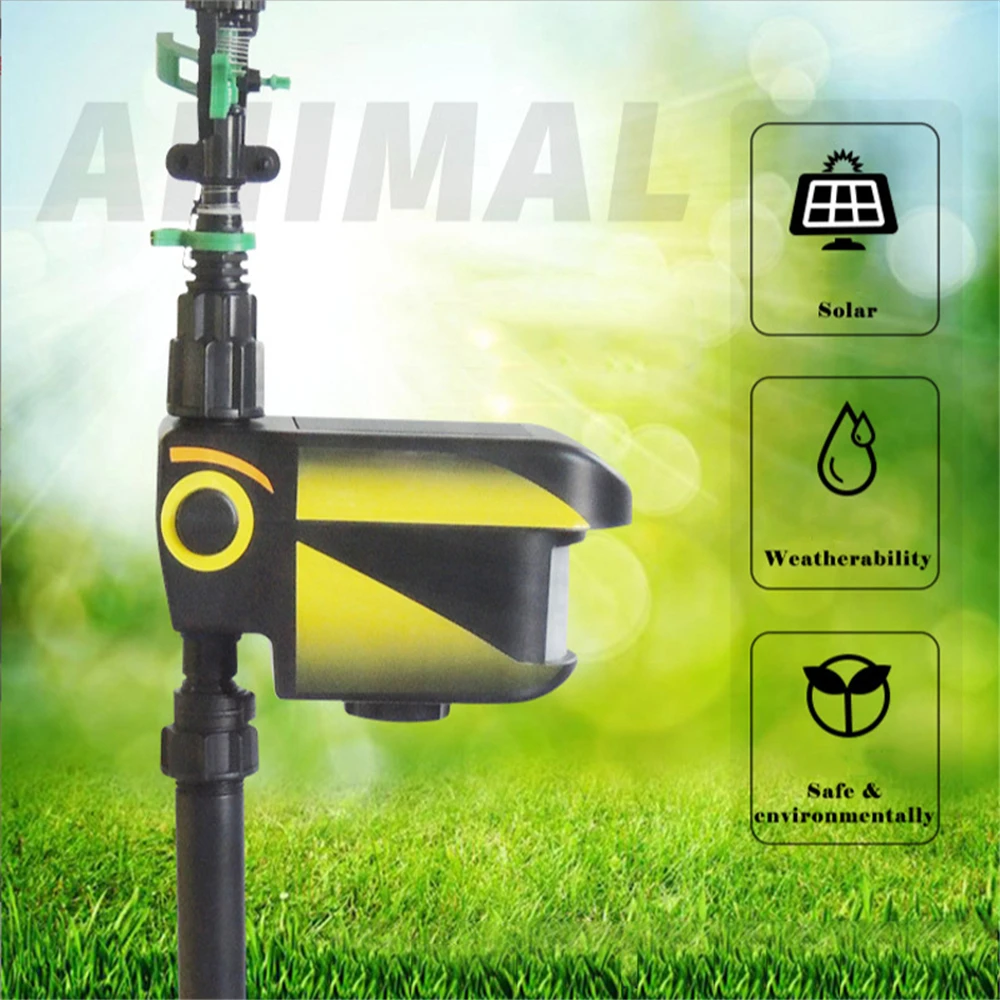 Sprinkler Automatic Rotating Large Area Solar Powered Motion Activated Animal Repeller Sprinkler Garden Animal Deterrent