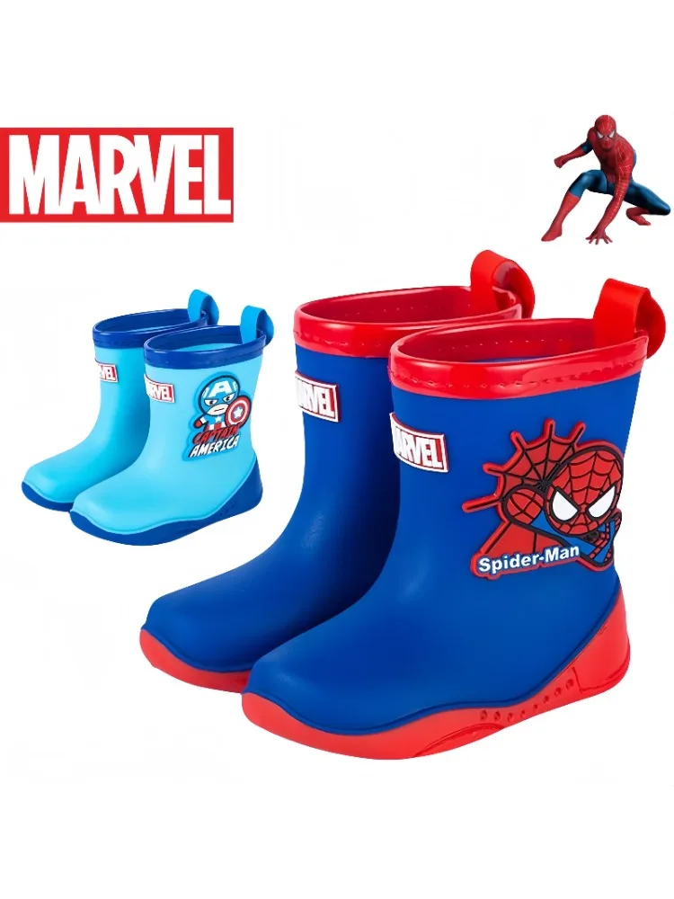 Marvel Spiderman bottes de pluie pour enfants personnalité de dessin animé anti-dérapant mi-baril garçons chaussures d'eau quatre saisons cadeau de vacances