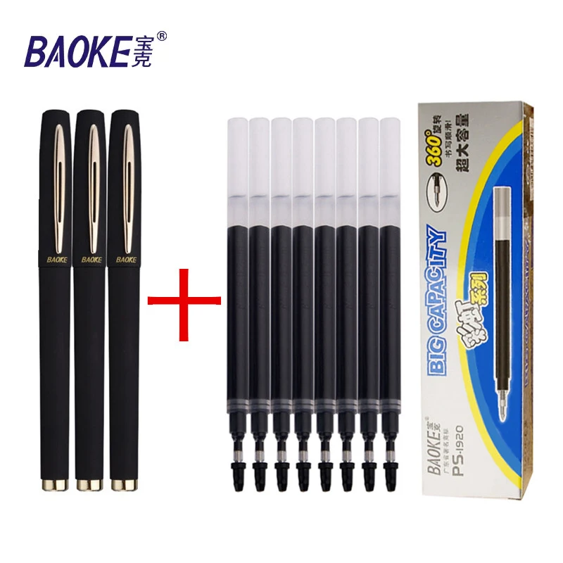 12PCS Baoke penne Gel a inchiostro di grande capacità e ricarica a base d'acqua 0.5/0.7/1.0mm penna antibatterica aziendale penna per calligrafia firma