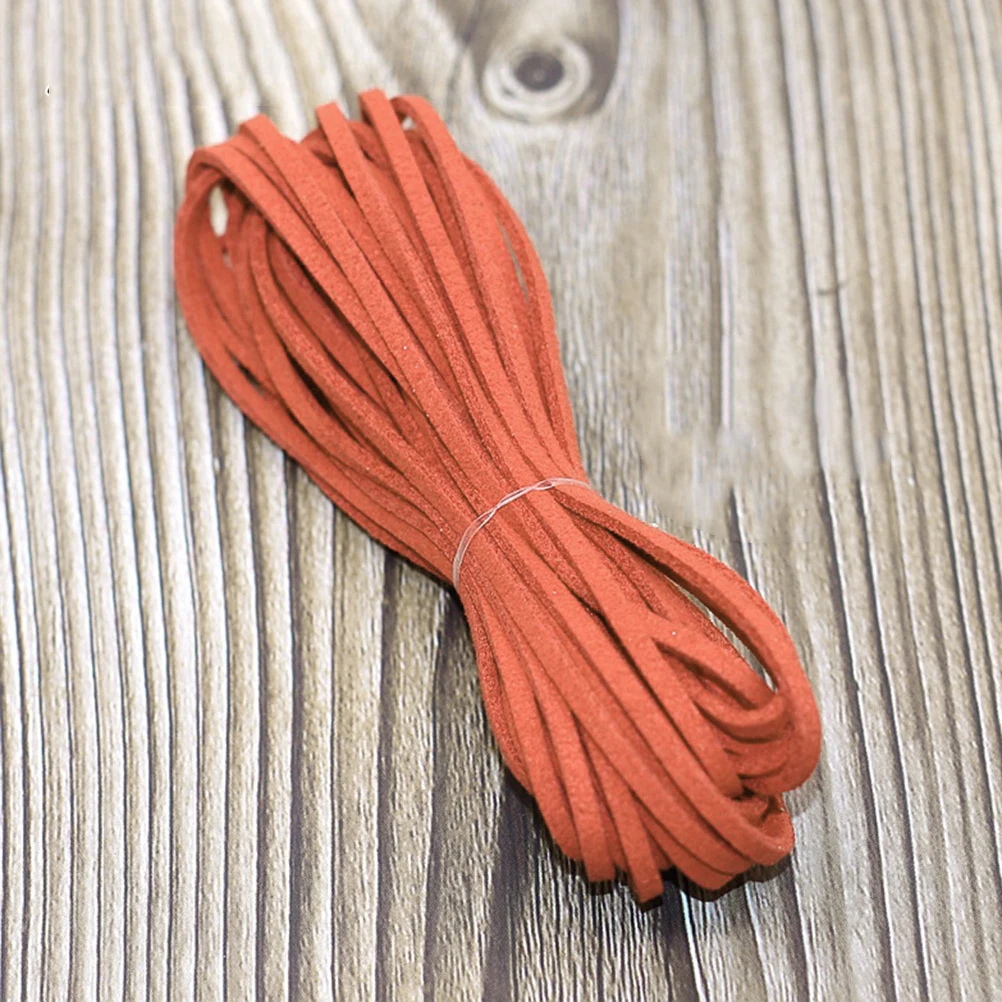 

6pcs 5 Meters 3mm Flat Faux Jewelry Cords Rope for Bracelet Necklace Making(White, Wine Red, Red, Rosy, Orange and Light