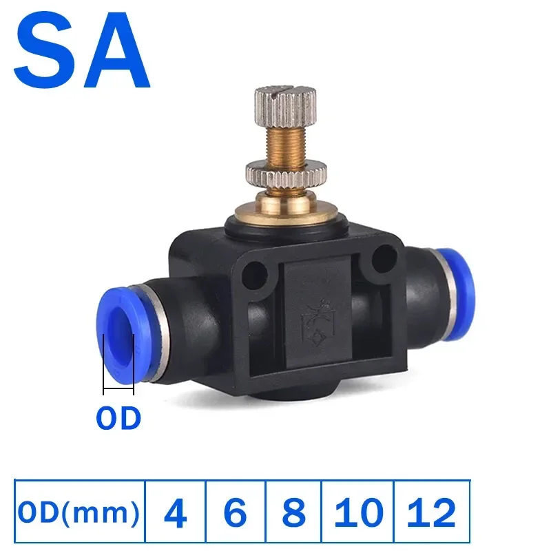 

Pneumatics Air Throttle Valve Speed Control Quick Hose Tube Water Adjust Fitting Connector 4mm 6mm 8mm 10mm Fittings Pneumatic