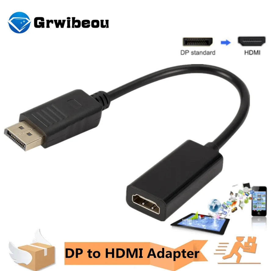 Adapter kabla kompatybilnego z DP na HDMI 1080P męski na żeński do laptopa HP/DELL PC Port wyświetlacza na konwerter kabla zgodnego z HDMI