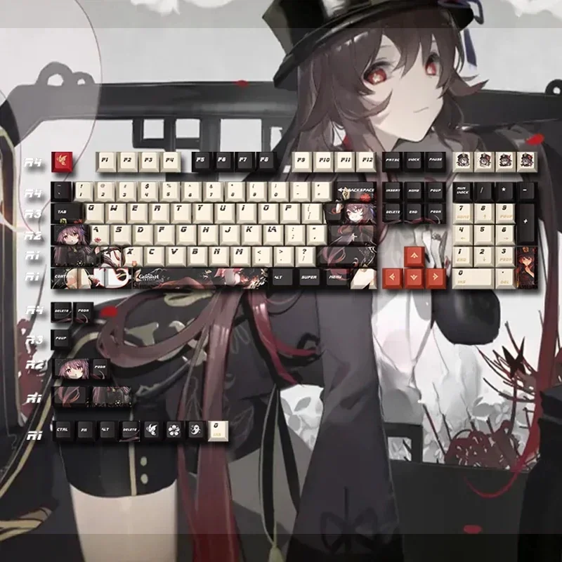 Genshin Impact PBT Keycap Hu Tao Shenhe Raiden Shogun Animation anime Cherry Personalized Mechanical Keyboard Keycap