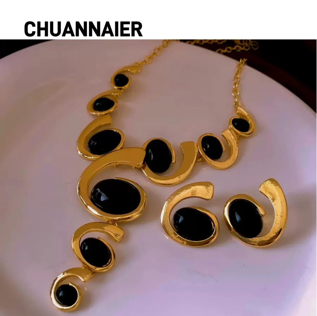 

High-end feeling hot-selling fringe pendant earrings necklace fashion temperament clavicle chain trendy versatile jewelry set