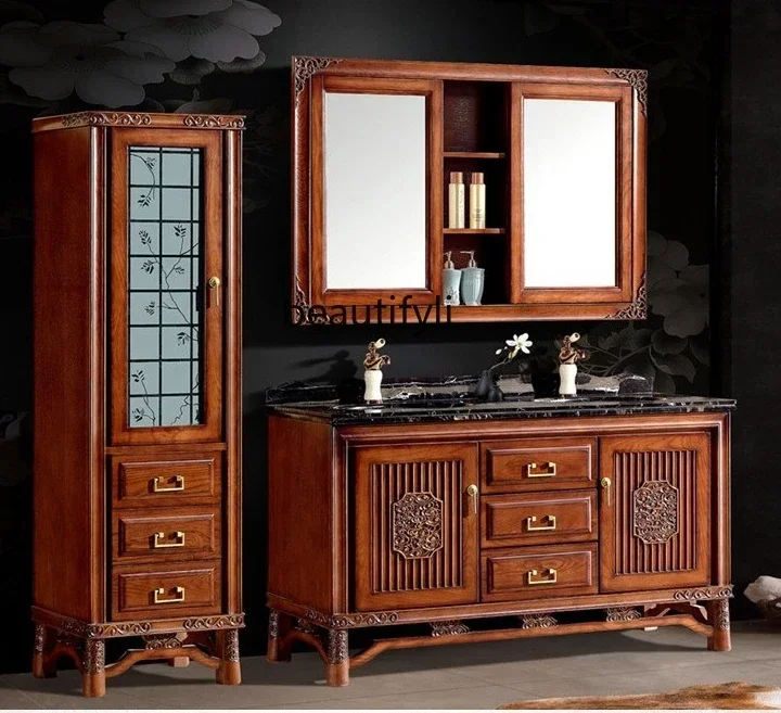 

zq1Chinese bathroom cabinet washstand marble washstand mirror cabinet combination customization