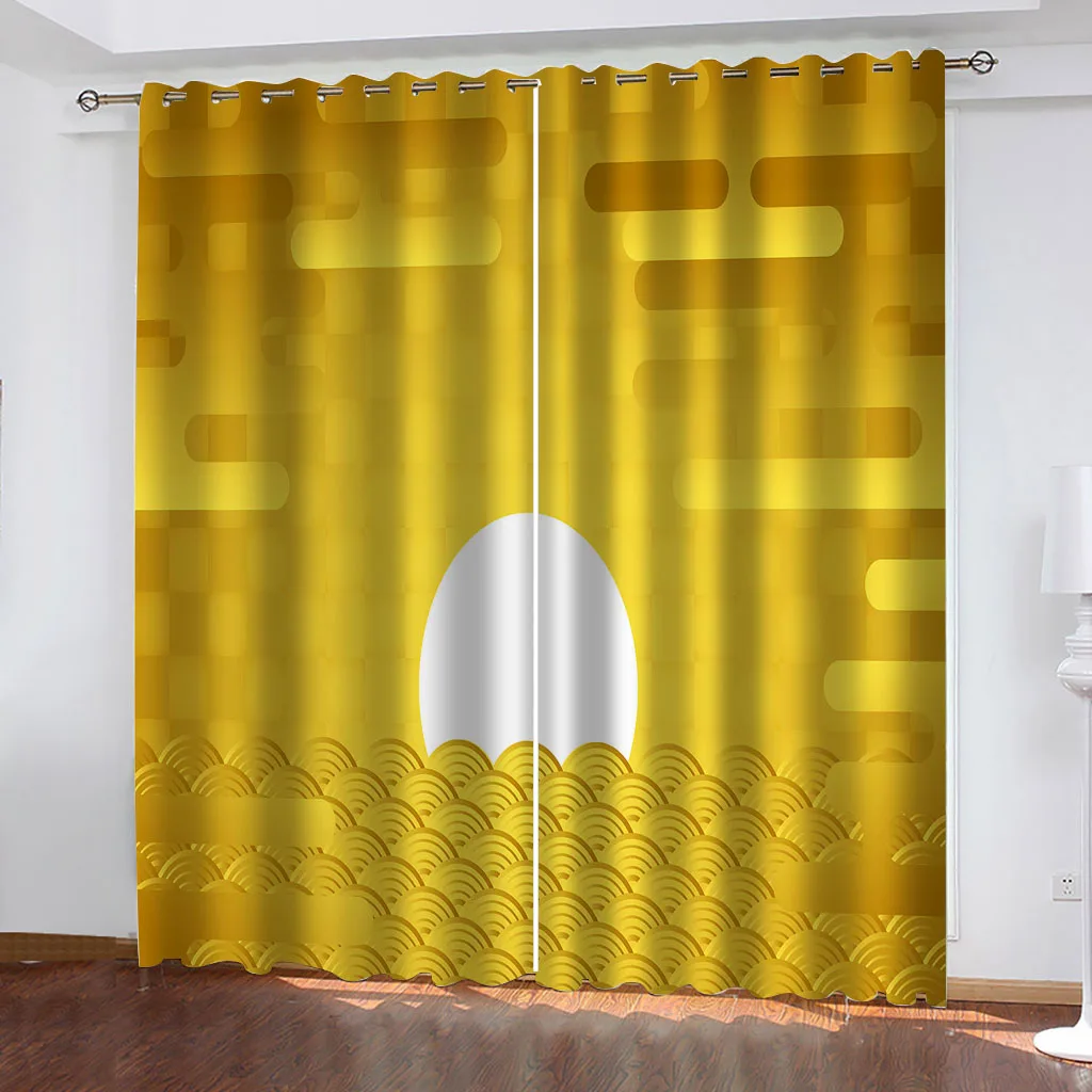 

3D Modern Round Full Moon Moon Elegant Design 2 Pieces Blackout Curtain Window Drape Curtain For Living Room Bedroom Decor