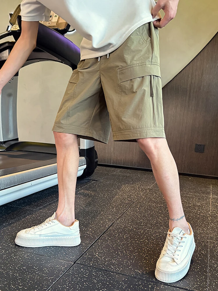 

Summer Thin Men's ort Pants Outdoor Sports Qui Dry Breathable Casual Loose Fit Five-Quarter Length Polyester Fiber