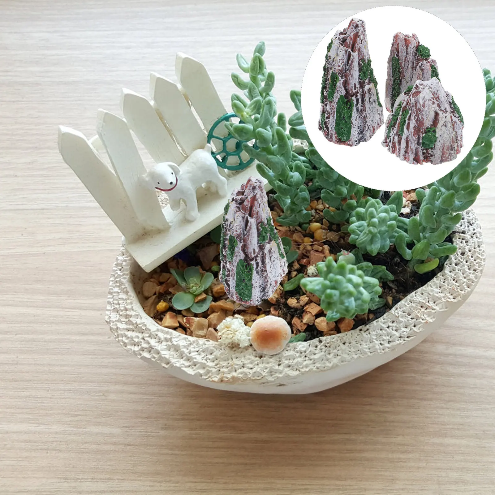 12pcs Mini Resin Rockery Decor for Zen Garden, Bonsai Simulation Ornament Indoor Outdoor Fish Tank Landscape