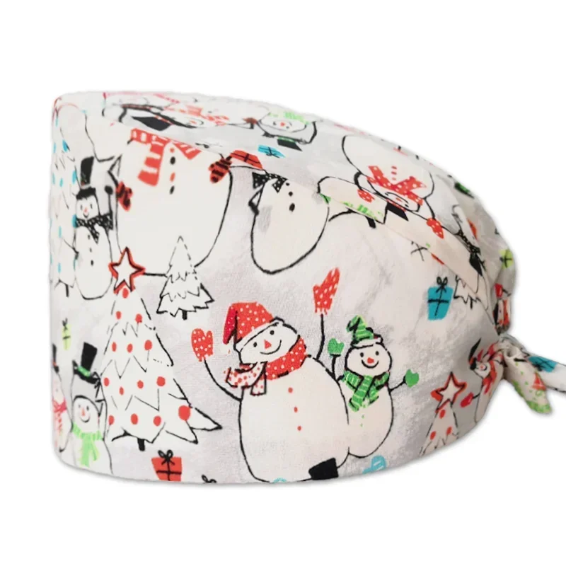 Women Scrubs Cap Cotton Cartoon Printing Scrub Caps Pet Shop Lab Work Dental Clinic Surgicals Hat Nurse Uniform Accessories